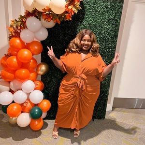 Brunt Orange Tie-up Dress sz 28